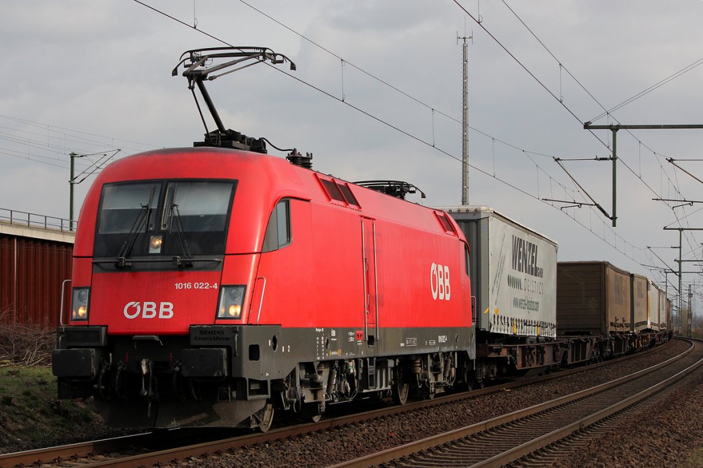 1016 022-4 der �BB am Wenzel KLV in Porz Wahn am 29.03.2012
