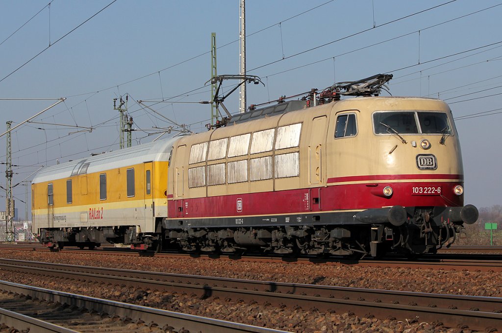 103 222-6 mit Messwagen zwischen K�ln Porz und Porz Wahn am 22.02.2011