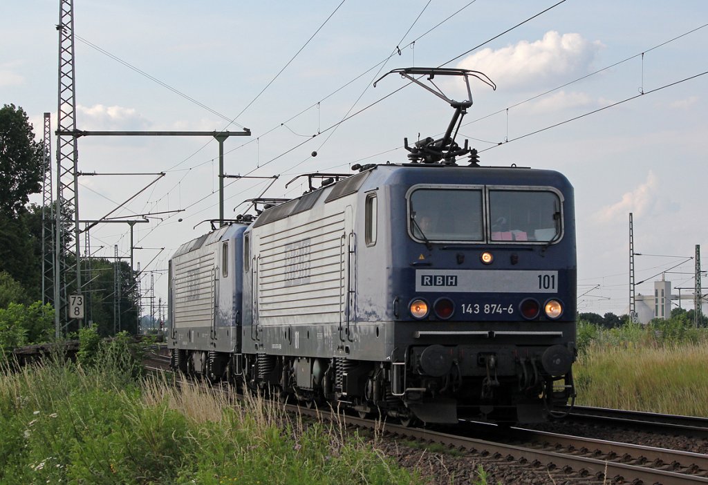 143 874-6 & 143 554-4 der RBH in Porz Wahn am 04.07.2012