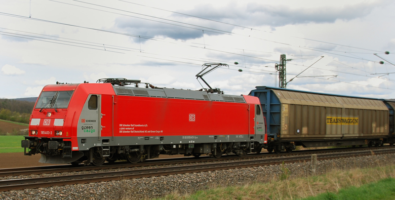 185 403-3, Green Cargo, aufgenommen am 21.04.12, bei Treuchtlingen.