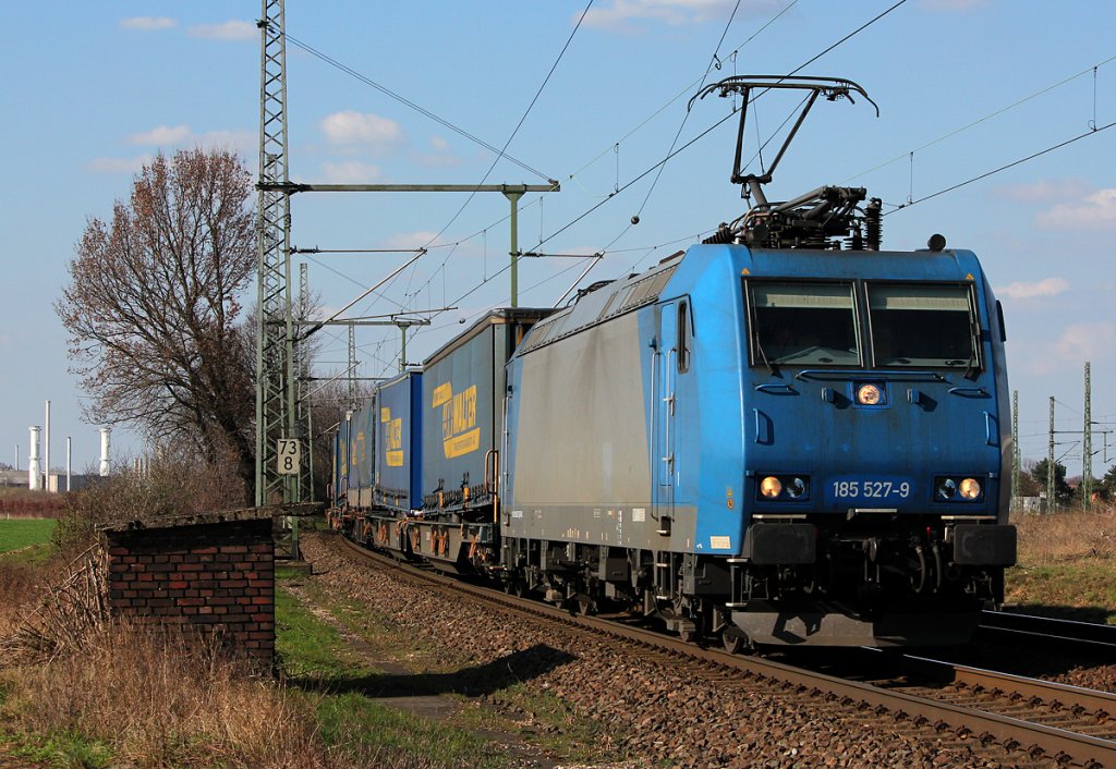 185 527-9 in Crossrail Diensten in Porz Wahn am 22.03.2012