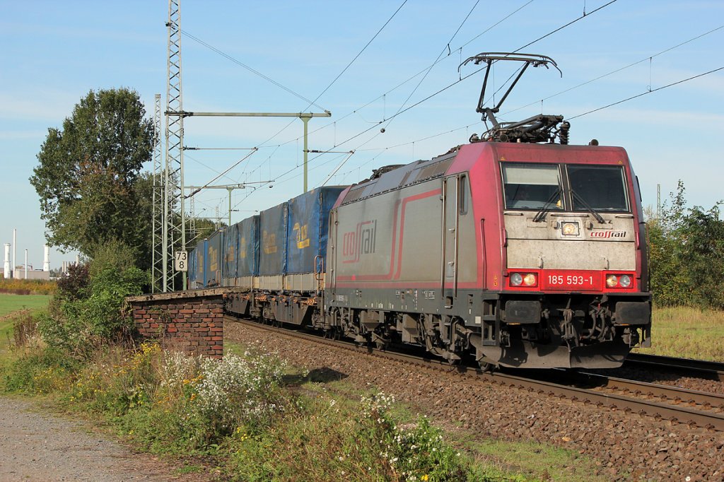 185 593-1 der Crossrail in Porz Wahn am 14.10.2011