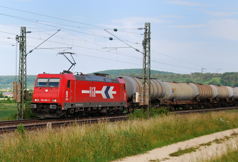185 605-3, HGK, aufgenommen am 20.06.12, bei Treuchtlingen.
