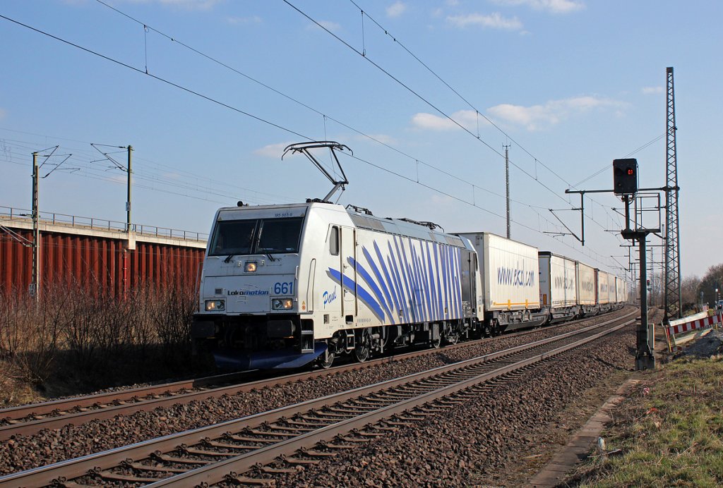 185 661-5 mit dem EKOL in Porz Wahn am 27.03.2013