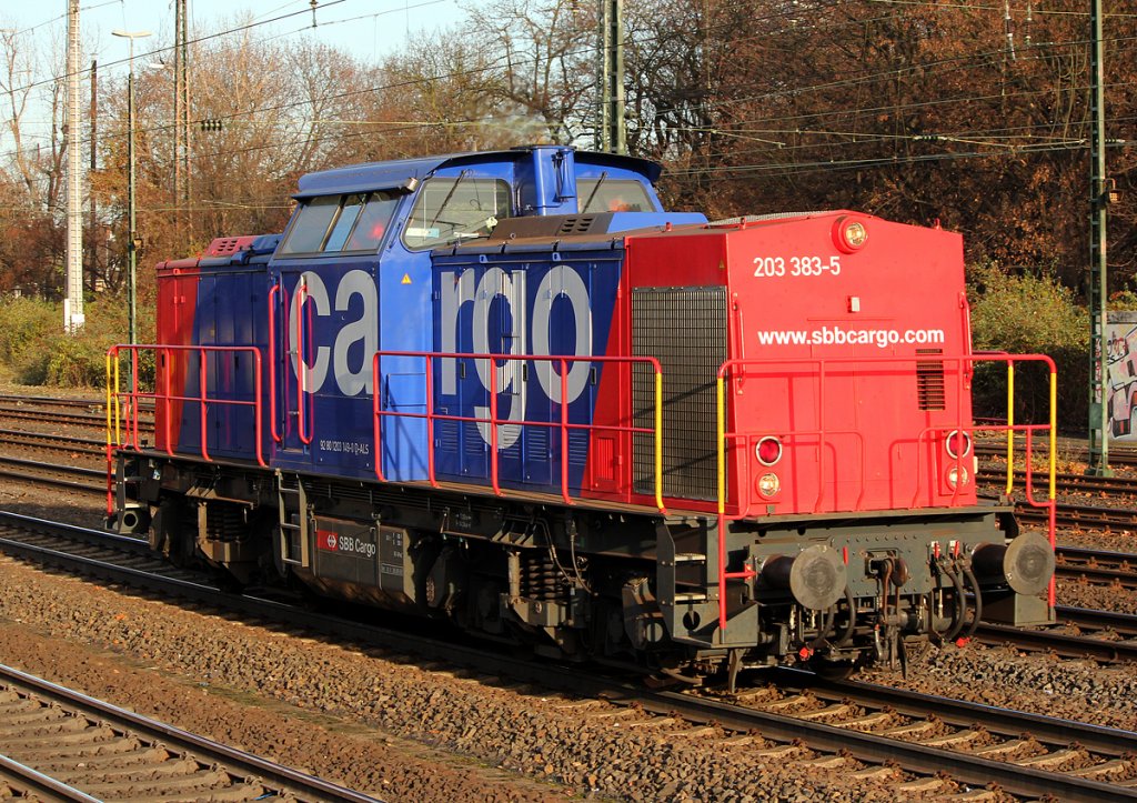 203 383-5 der SBB Cargo Lz in K�ln West am 30.11.2011