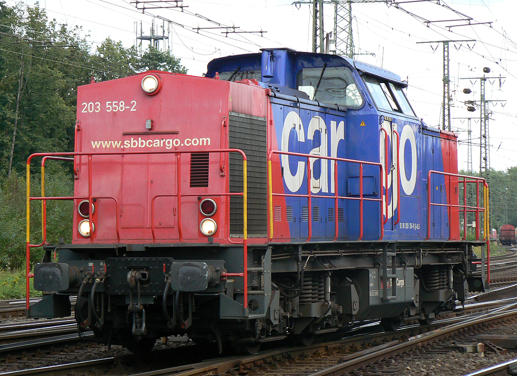 203 558-2 der SBB Cargo im Einsatz f�r Chemion in Gremberg am 10.08.2010 