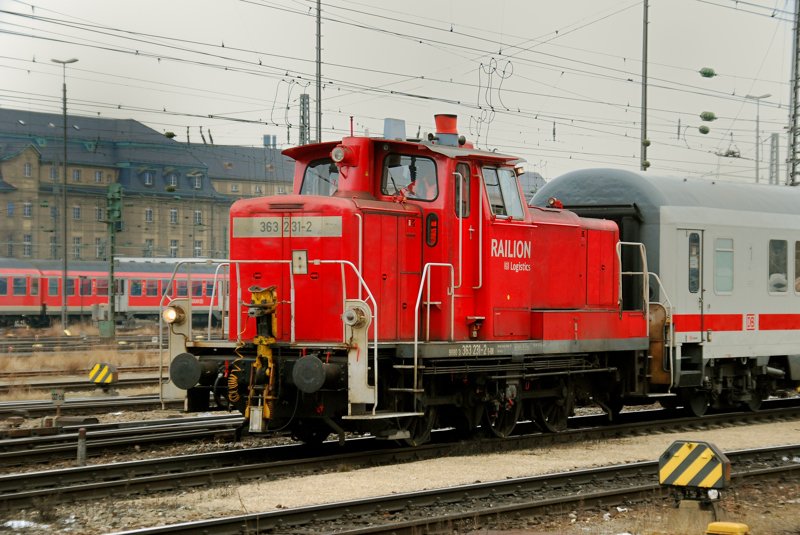 363 231-2, aufgenommen bei einer Rangierfahrt im Hbf M�nchen am 23.01.10.