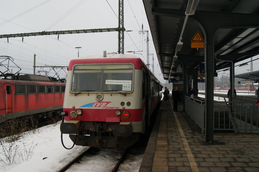 628 von EVB stand am 03.01.2011 in Wanne-Eickel-Hbf.