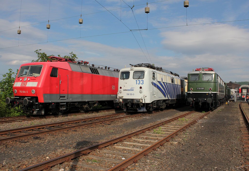 752 004-5 ; 139 133-3 und E50 091 im DB Museum Koblenz am 02.06.2012