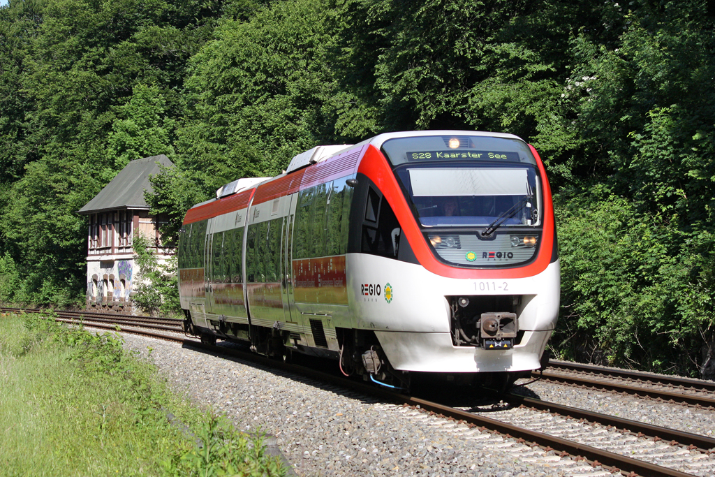 Der 1011-2 der Regiobahn in Mettmann Neandertal am 16,06,10