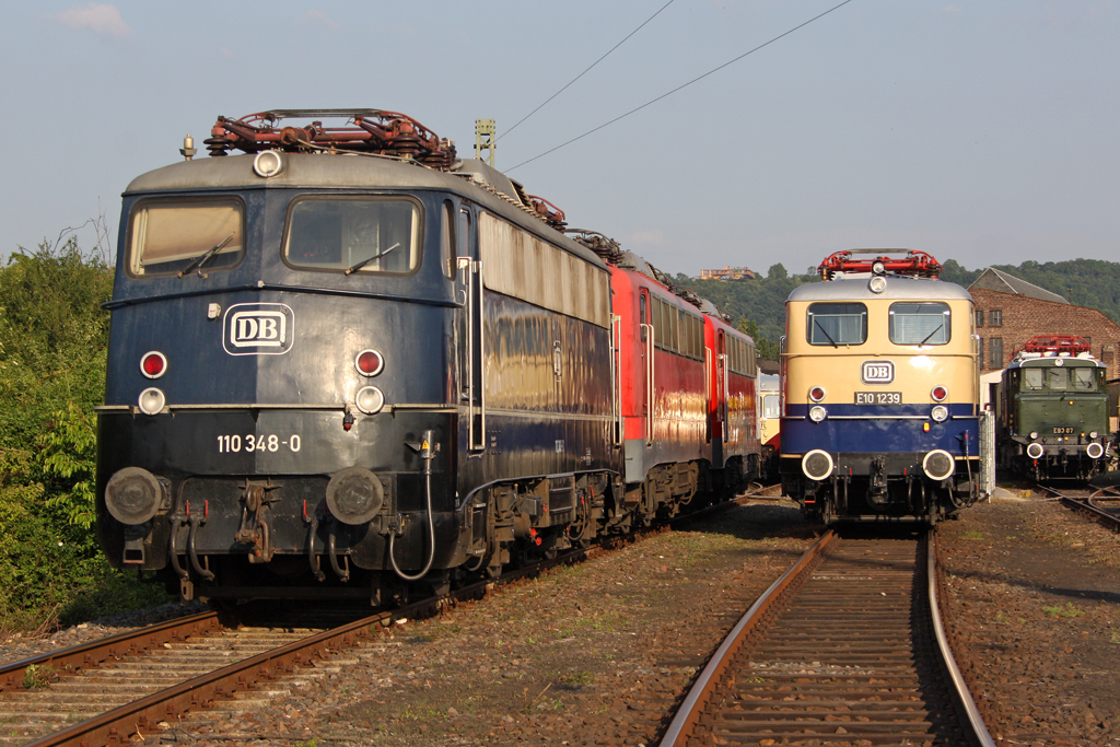 Die 110 348-0 , E10 1239 und E93 07 im DB Museum Koblenz L�tzel am 21,05,11