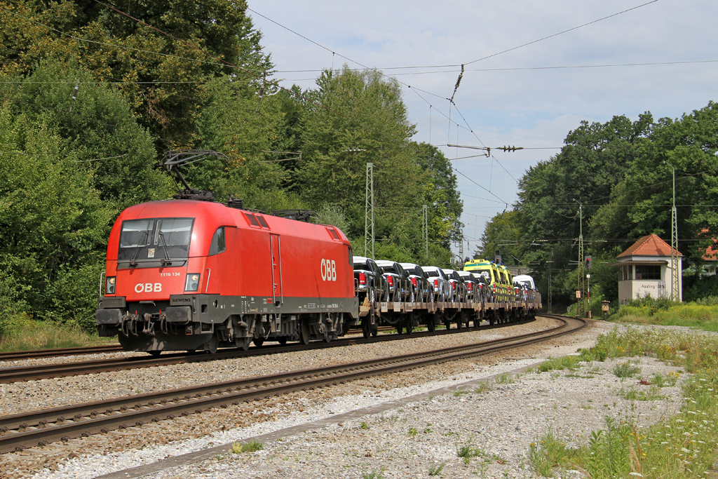 Die 1116 134 in A�ling (Oberbay) am 05,08,12
