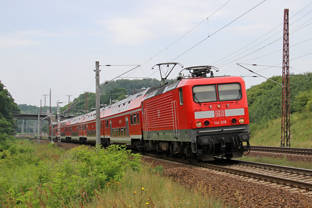 Die 114 018 nach Frankfurt (Oder) in Frankfurt (Oder) Rosengarten am 28,07,12