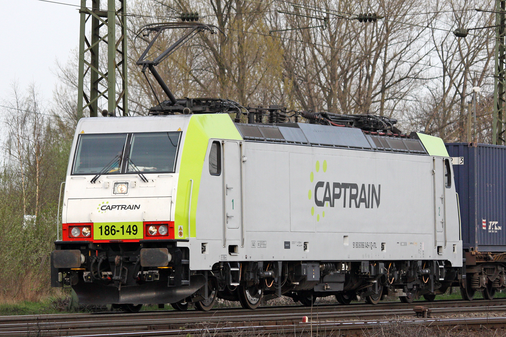 Die 186 149 von Captrain in Gremberg am 07,04,10