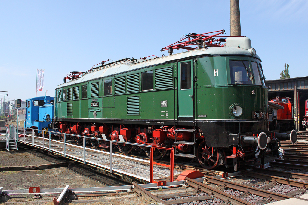 Die 218 031-3 im DB Museum Halle (Saale) am 02,07,10