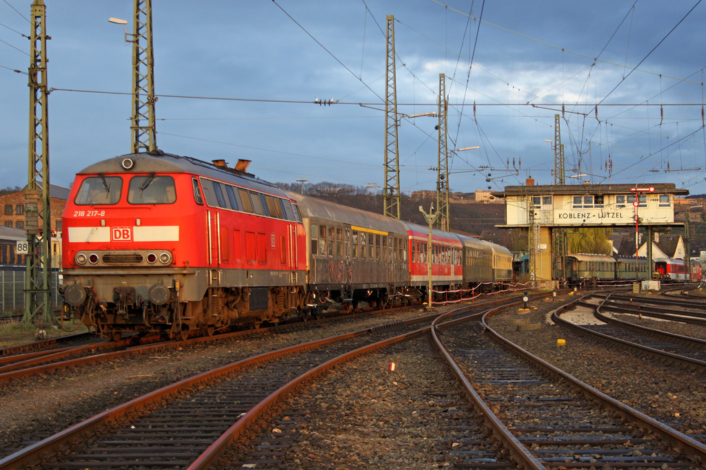 Die 218 217-8 am DB Museum Koblenz-L�tzel am 04,04,10