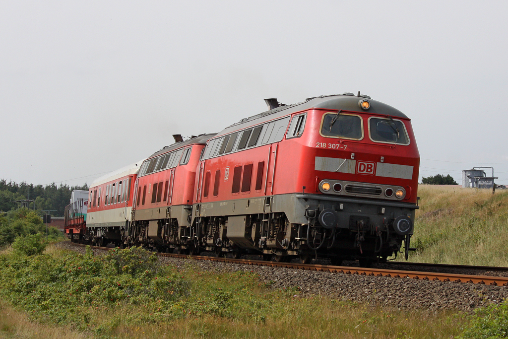 Die 218 307-7 und 218 386-1 in Morsum am 06,08,11