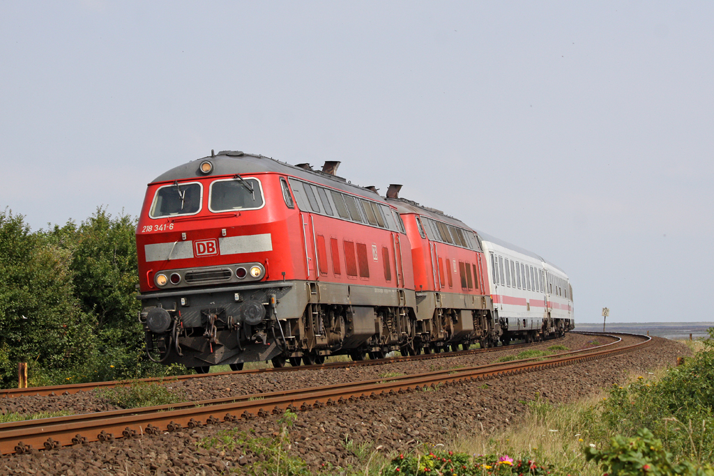 Die 218 341-6 und 218 313-5 in Morsum am 06,08,11