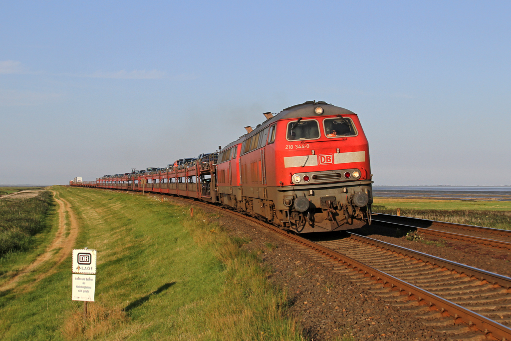 Die 218 344-0 und 218 385-3 bei Morsum am 14,08,12