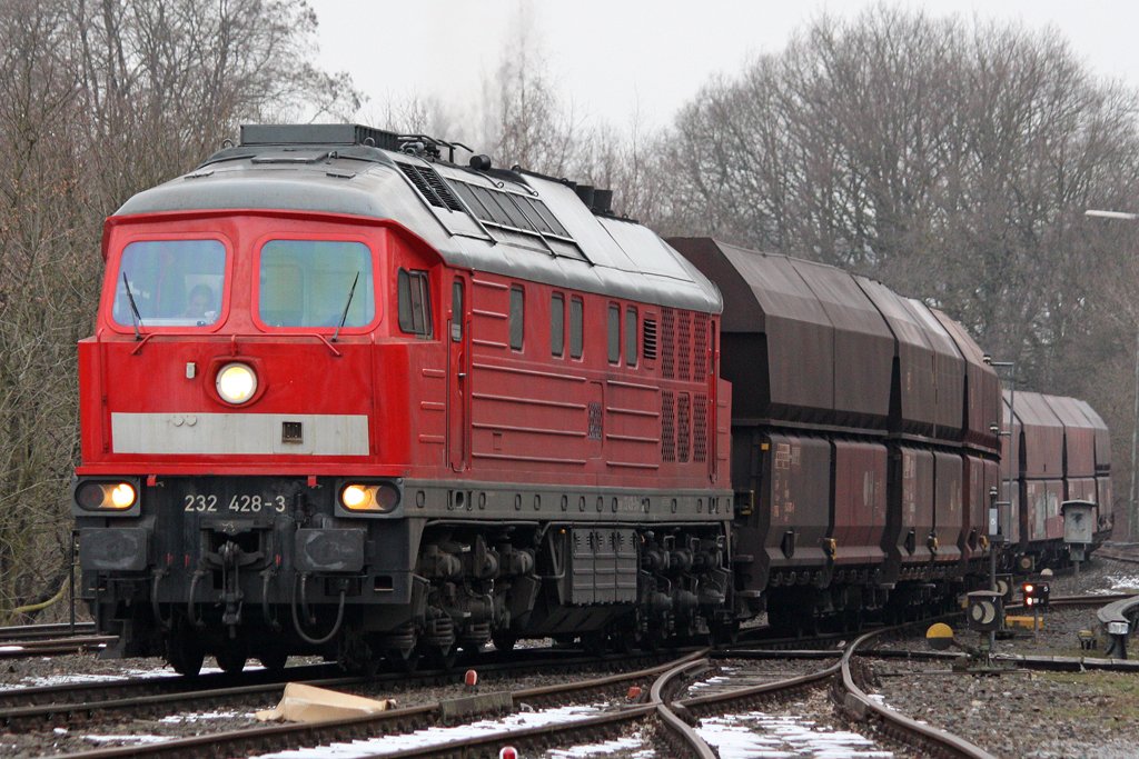 Die 232 428-3 bei der Ankunft in Dornap Hahnenfurt am 12,03,10