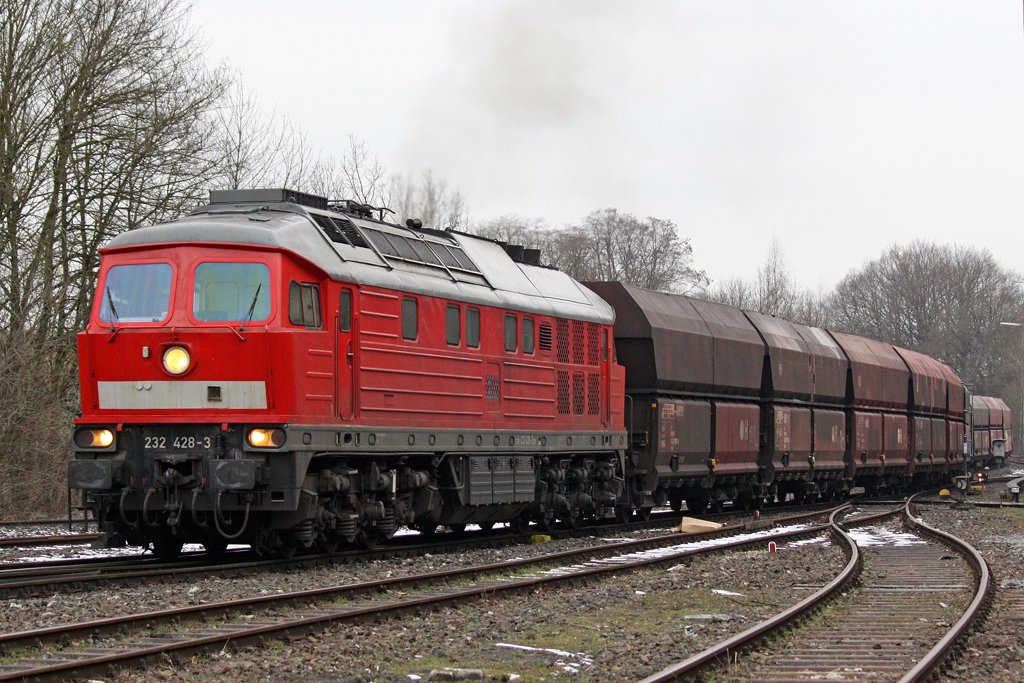 Die 232 428-3 bei der Ankunft in Dornap Hahnenfurt am 12,03,10