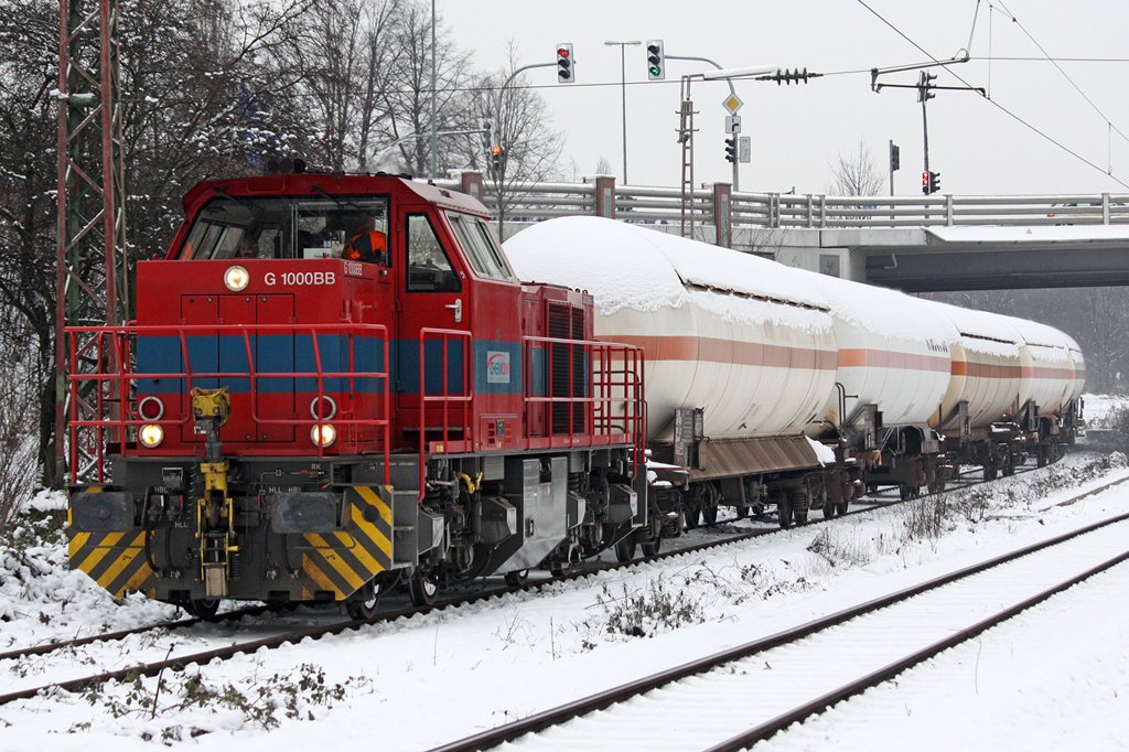 Die Chemion MaK G 1000BB mit einen Kesselzug in Oberhausen Sterkrade am 05,01,10