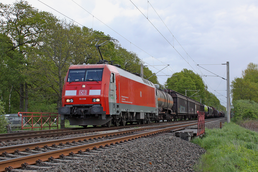 Die EG 3108 bei Bokelholm am 17,05,12