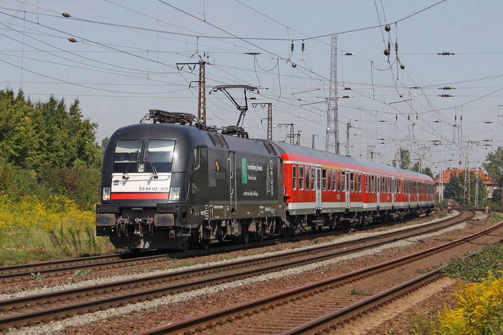 Die ES 64 U2-073 ( 182 573 ) in Gro�korbetha am 18,08,11