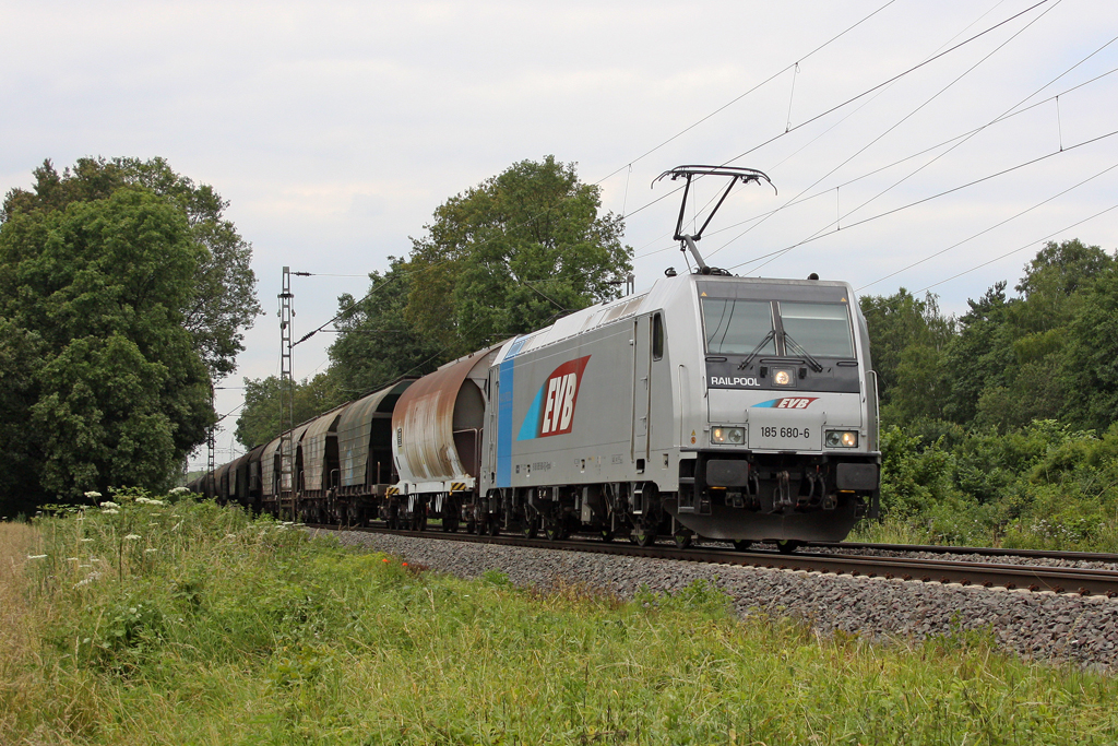Die EVB 185 680-6 in Ratingen Tiefenbroich am 03,07,12