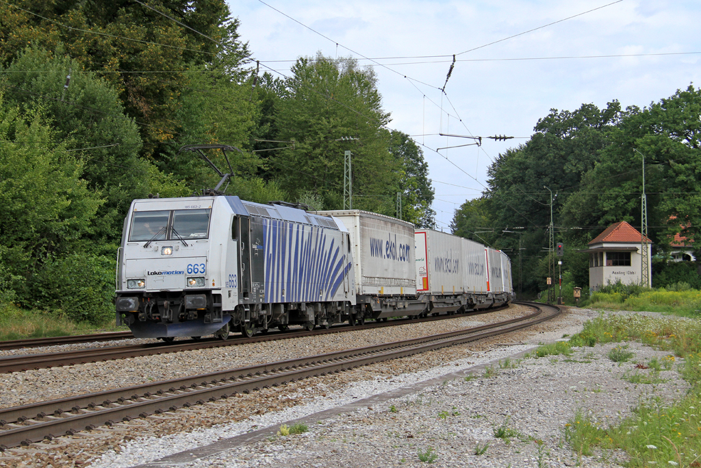 Die Lokomotion 185 663 in A�ling (Oberbay) am 05,08,12