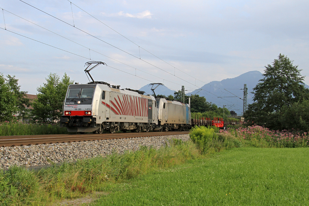 Die Lokomotion 186 283 in Raubling am 03,08,12 