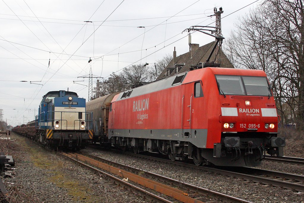 Die V100-SP-009 und 152 095-6 in Ratingen Lintorf am 19,03,10
