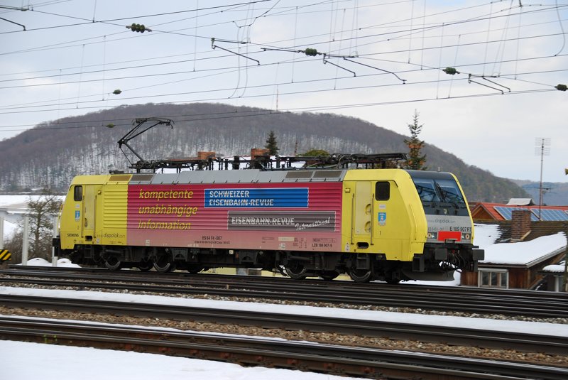 ES 64 F4-007, aufgenommen am 21.02.10, bei der Durchfahrt durch Treuchtlingen.