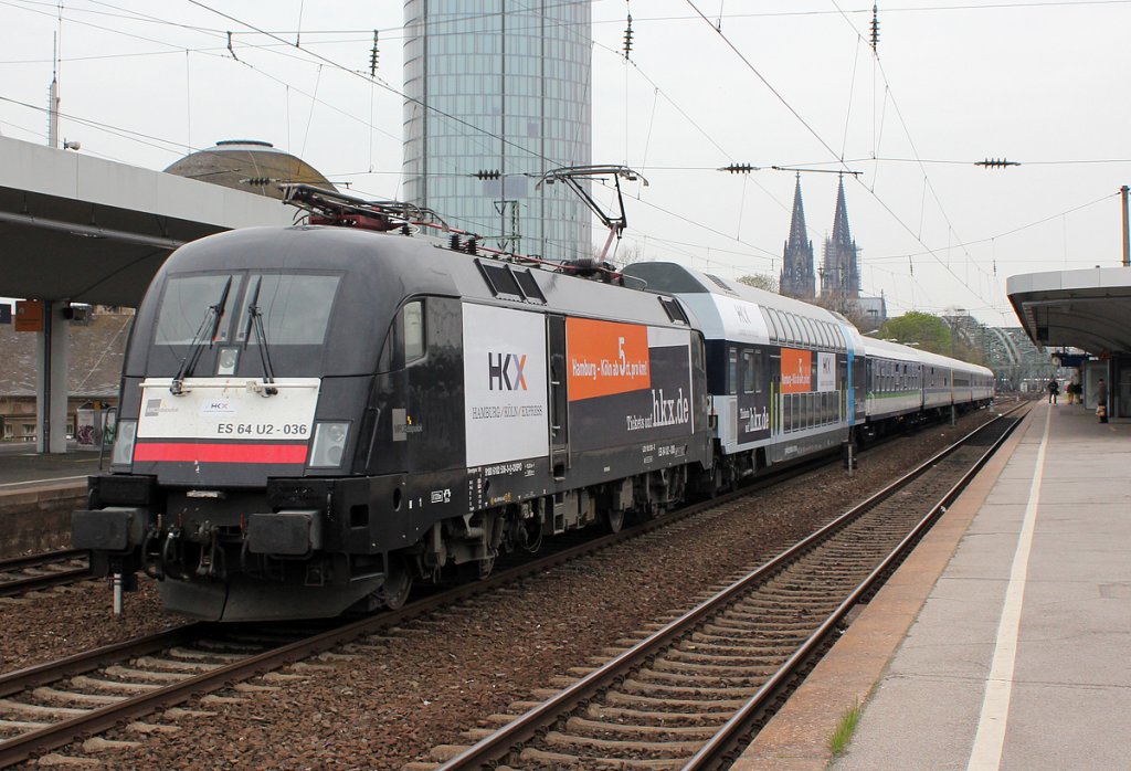 ES 64 U2-036 / 182 536 am HKX1803 in K�ln Messe/Deutz am 21.04.2013