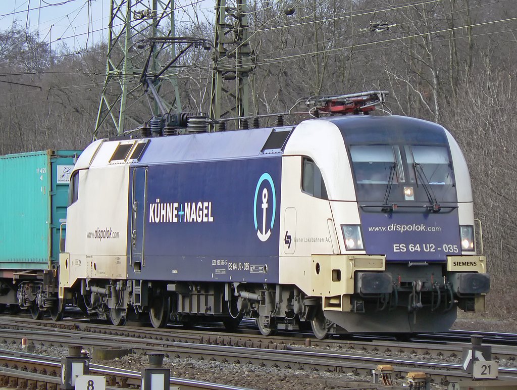 ES 64 U2 055 der Wiener Lokalbahnen in Gremberg am 20.02.2010