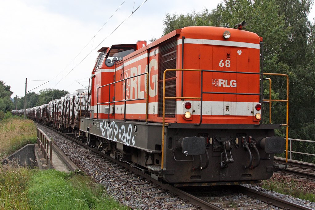 Lok 68 (KHD Typ DG 1200 BBM) der RLG in Hamburg Moorburg , am 28,08,09