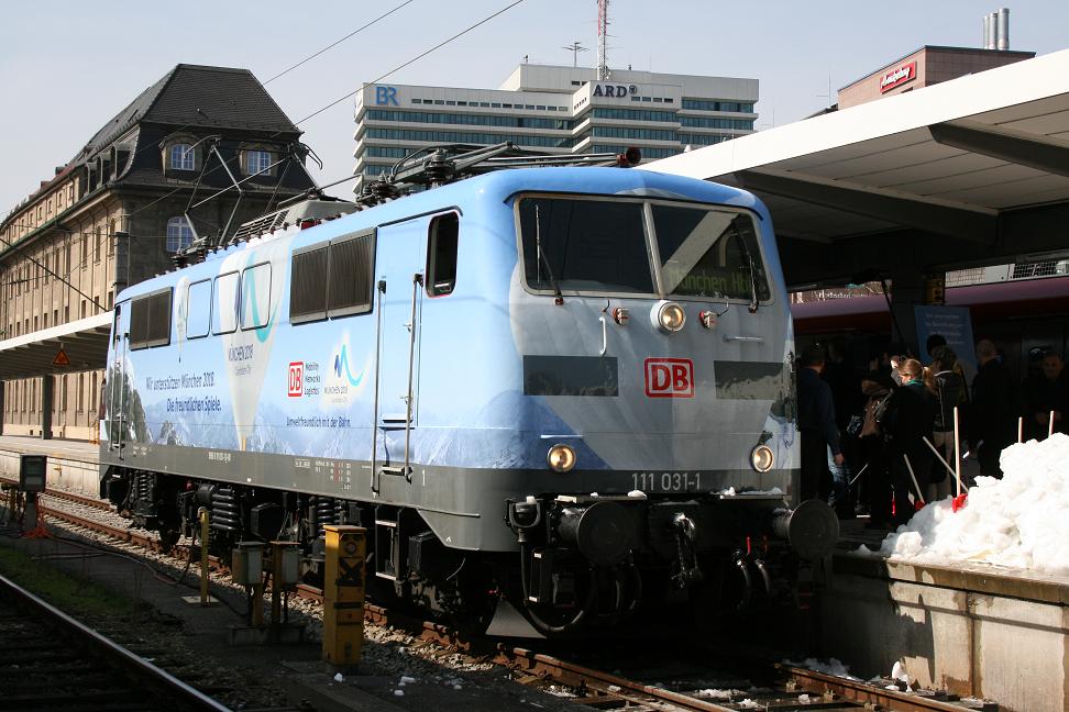 Neue Werbelok in Bayern:111 031 wirbt seid dem 25.03.2011 f�r Olympia 2018 in M�nchen HBF