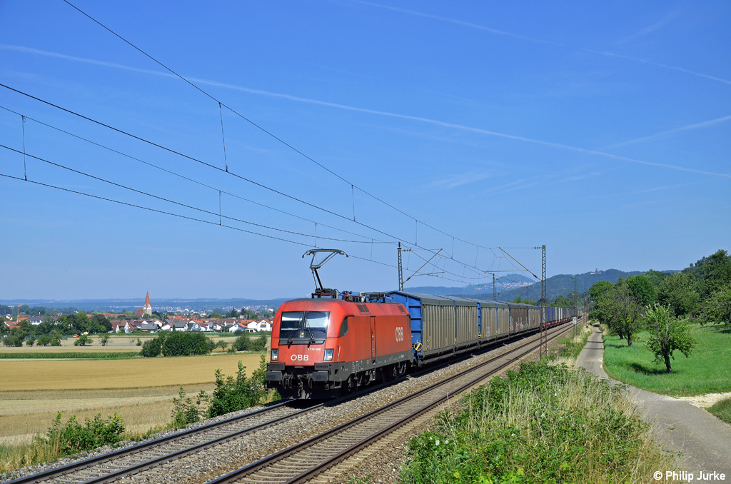1116 068-8 mit dem GA 47153 (Kornwestheim Rbf - Kecskemet) am 18.07.2014 bei Kuchen(Fils).
