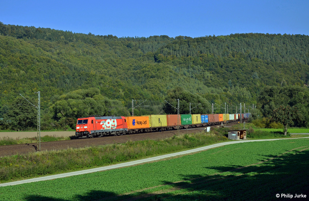 185 399-3 mit dem KT 41934 (Linz Stadthafen - Beddingen) am 03.10.2015 bei Freden(Leine).
