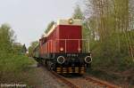 Die Railsystems 107 018-4 ( V75 018 ) mit einem Sonderzug von Schwarzenberg (Erzg.) nach Annaberg-Buchholz in Scheibenberg am 10.05.2013