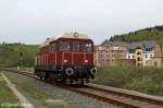Die Railsystems 107 018-4 ( V75 018 ) die ihren Sonderzug von Schwarzenberg (Erzg.) nach Annaberg-Buchholz gebracht beim Umsetzen f�r die R�ckfahrt am 10.05.2013