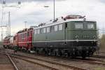 Die 130 101-9 schiebt einen Lokzug zur�ck ins DB Museum Koblenz-L�tzel am 03,04,10  