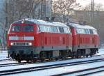 218 139-4 und 218 208-7 in K�ln West am 30.12.2010