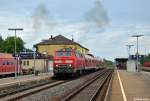 218 438-0 mit dem IRE 4211 nach Lindau Hbf am 27.05.2012 in Aulendorf.