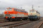 Die 218 137-8 und 217 014-0 im DB Museum Koblenz L�tzel am 10,03,13
