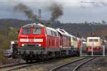 Die 218 217-8 beim rangieren im DB Museum Koblenz-L�tzel am 04,04,10