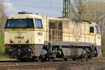 Vossloh G 2000 BB  Lok 21 der Westf�lischen Landeseisenbahn (WLE) tr�gt eine Ganzwerbung f�r die westf�lische Brauerei Warsteiner.