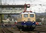 E10 1239 bei der Lokparade in Koblenz-L�tzel am 03.04.2010 , Gru� an den Lokomotiv Club 103 e.V.