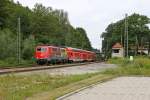 Die 111 024-6 in A�ling (Oberbay) am 04,08,12