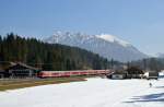 111 026-1 mit der RB 5412 von Innsbruck nach M�nchen am 04.04.2013 bei Klais.
